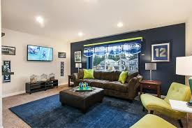 Seattle Seahawks Themed Bedroom At Cascade Park Model Home In Everett Washington Sports Themed Room Sports Room Man Cave Home