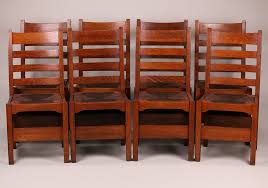 Set Of 8 Gustav Stickley Tall Ladderback Dining Chairs Arts And Crafts Interiors Arts And Crafts Storage Art And Craft Videos