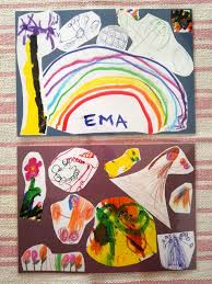 Albastre, verzi, galbene pentru un. Colaje Laminate Cu Desene Ale Copiilor Diy