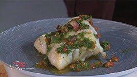 Les Carnets De Julie Recette Des Paves De Cabillaud Francais Cloutes Au Chorizo Sauce Vierge Cuisine Poisson Recettes Poissons Et Fruits De Mer Sauce Vierge