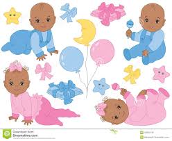 Vector Set Of Cute African American Baby Boy And Baby Girl Vector Baby Shower Stock Vector Illustration Of Diapers Cartoon 103901732