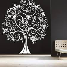 Hitam putih ttct download now us 4 25 37 off cat air nanas canvas art print lukisan poster hitam putih set gambar dinding untuk dekorasi rumah room decor di. Floral Swirly Tree Wall Decals Stickers Tree Wall Decal Nursery Wall Stickers Vinyl Wall