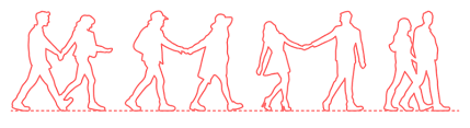 Young Adults Holding Hands - Men & Women - Walking Dimensions & Drawings | Dimensions.com