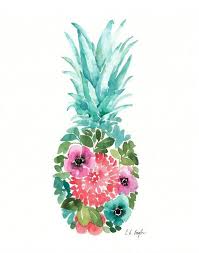 Pineapple Pineapple Art Floral Watercolor Watercolor Pineapple