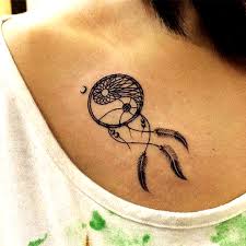 Ying Yang Dream Catcher Tattoo On Shoulder Dream Catcher Tattoo Dreamcatcher Tattoo Meanin Dream Catcher Tattoo Tattoos For Women Dream Catcher Tattoo Small