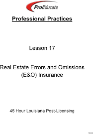 Every active mortgage loan originator licensee will need to secure an errors and omissions insurance policy. Professional Practices Lesson 17 Real Estate Errors And Omissions E O Insurance Pdf Free Download