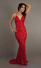 Open Back Dress By Scala With V Neckline Red Prom Dress Long Long Red Sequin Dress Red Prom Dress