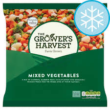 Frozen vegetables are vegetables that have had their temperature reduced and maintained to below their freezing point for the purpose of storage and transportation (often for far longer than their natural shelf life would permit) until they are ready to be eaten. Growers Harvest Mixed Vegetables 1kg Tesco Groceries