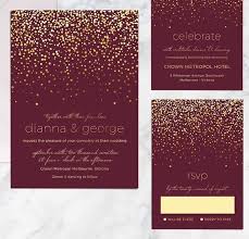 Printable Wedding Invitation Set Maroon Gold By Whitekittin Wedding Invitation Sets Wedding Invitation Confetti Navy Wedding Invitations