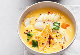 Karotten Kokos Suppe Mit Gebratenem Dorsch Und Lachs Frisch Gekocht Rezept Frisch Gekocht Karotten Lachssuppe