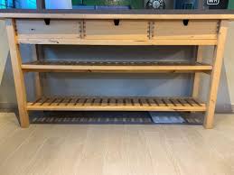 The bekvam kitchen cart dazzles as a portable kitchen island in this ikea hack! Ikea Long Kitchen Island Table Workbench Furniture Home Living Furniture Tables Sets On Carousell