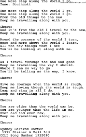 One More Step Along The World I Go Br Baptism And Christening Hymns And Songs Lyrics And Pdf Wedding Hymns Christening Poems Wedding Readings
