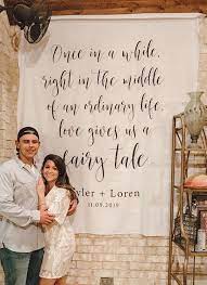Once In A While Right In The Middle Of An Ordinary Life Backdrop Indoor Wedding Receptions Wedding Banner Wedding Photo Booth Props