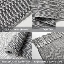 Buy Upgraded Boho Runner Rug 2 X6 Grey Hallway Runner Black And Grey Carpet 100 Woven Cotton Washable Gray Indoor Outdoor Rug Runner For Kitchen Laundry Room Doorway Bedroom Online In Indonesia B08xpf71sy