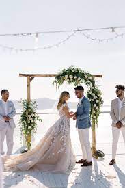 Santorini Destination Wedding In 2020 Ball Gown Wedding Dress Destination Wedding Suits Ball Gowns Wedding