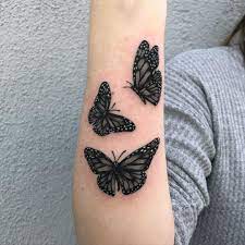 Three Gorgeous Black Butterflies Red Ink Tattoos Black Butterfly Tattoo Butterfly Tattoo Designs