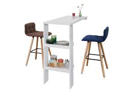 Table haute cuisine, mange debout, table bar, table de bar. Table De Bar Table Haute De Bar Mange Debout Cuisine Avec 2 Etageres De Rangement Pied En Forme K Blanc Sobuy Fwt56 W Vente De Nappe Conforama