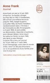 Le Journal D Anne Frank 4eme De Couverture