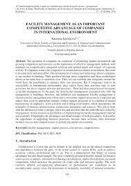 Pdf Facility Management As An Important Competitive Advantage Of Companies In International Environment