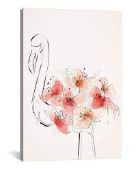 Loving This Green Lili Flamingo Flowers Wrapped Canvas On Zulily Zulilyfinds Flower Canvas Art Flamingo Illustration Flamingo Art