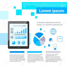 Tablet Finance Chart Infographics Web Page Layout Template Design