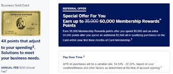 The amex business gold card offers a few nifty options for business owners looking to finance a business use the amex business gold card to pay for everything in the bonus categories, unless you have another card that offers a higher rewards rate for a particular category. Amex Business Gold 60k Offer Danny The Deal Guru