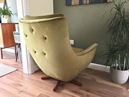 Lex brown leather accent chair $ 899.95. Mid Century Parker Knoll Tilt Swivel Egg Chair In Original Moss Green Velvet Fabric Vinterior