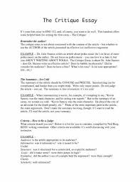 An introduction, summary, critique, and conclusion. 9 Critical Essay Examples Pdf Examples