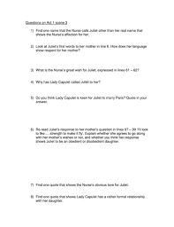 An answer key has also been provided. Romeo Juliet Act 1 Scene 3 Questions Worksheet Teaching Resources