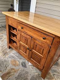 Attic heirlooms china base and door hutch. Broyhill Attic Heirlooms Oak Island Kitchen Island With Butcher Block Top Pine Cabinets Kitchen Design