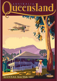 Queensland Qantas Avro504k Postcard Retro Travel Poster Posters Australia Vintage Airline Posters
