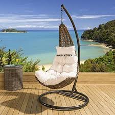 outdoor modern garden hanging chair brown rattan cream cushions new amazon co uk garden outdoors hanging garden chair hanging chair modern outdoor
