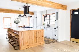 The contrast between more rustic finishes (typically seen with farmhouse style), and the warm gleaming reflection of brass, is a beautiful sight to see. Rustic Modern Farmhouse Kitchen Reveal Maison De Pax