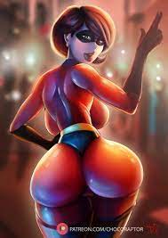 1girls alternate breast size armwear ass backboob bodysuit boots  bottom heavy breasts brown hair bubble ass bubble butt cameltoe chocoraptor  clothed clothing clothing skin curvy disney elastigirl eye contact