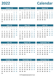 You can easily print this printable calendar 2022 and use it both in the soft and hard format. Printable Yearly Calendar 2022