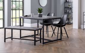 Contact us for more information. Thorpe Metal And Concrete Industrial Dining Table And Bench With 2 Aston Black Leather Chairs Furniture And Choice