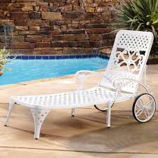Outdoor Chaise Lounge Chair Recliner Retro Metal Pool Deck Sun Lounger White Outdoor Chaise Lounge Chair Pool Lounge Chairs Sun Lounger