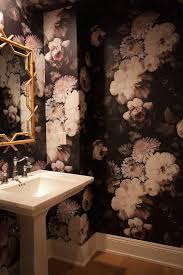 Bedroom Black And White Floral Wallpaper Black And Gold Powder Room Features Walls Clad In Black And White Floral Wallpaper Ellie Cashman Dark Flora Floral Bathroom Beautiful Bathrooms Shower Remodel