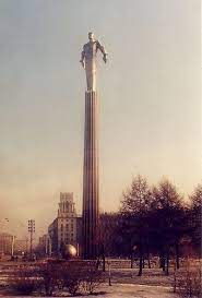 A statue celebrating yuri gagarin, the first man to orbit the earth, is unveiled on the mall in london. Monument To Yuri Gagarin The Monument To Yuri Gagarin Stands In Gagarin Square Moscow He Monumental Architecture Art Deco Architecture Russian Architecture
