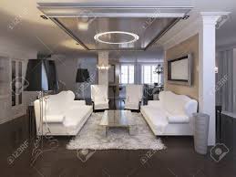 Weitere ideen zu wohnzimmerdesign, wohnzimmer design, wohnzimmer. Luxurioses Wohnzimmer Design Mit Weissen Stuhlen Und Sofa Silber Hangende Decke Mit Kronleuchter Und Schwarzen Stehlampen 3d Ubertragen Lizenzfreie Fotos Bilder Und Stock Fotografie Image 66073809