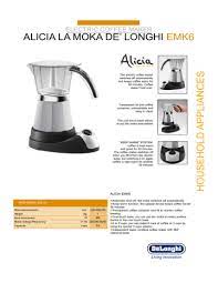Capacitate racire = 5000 w. De Longhi Emk6 Coffeemaker Emk6 User Manual Manualzz