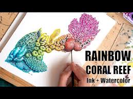 Feel free to explore, study and enjoy paintings with paintingvalley.com Rainbow Coral Reef In Ink Watercolor Time Lapse Drawing Painting Youtube