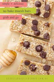 No Bake Chocolate Chip Muesli Bars Recipe Homemade Muesli Bars Chocolate Chip Recipes Muesli Bars