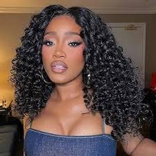Amazon.com : MITIMES 16inch Pre Plucked HD Curly Lace Front Wig Natural  Black Human Hair Blend Synthetic Short Curly Lace Front Wigs for Black  Women : Beauty & Personal Care