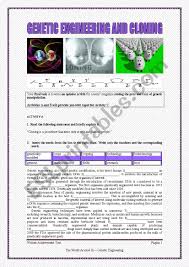 Cloning provides an exact copy. Genetic Engineering And Cloning Key Is Included Esl Worksheet By Niacouto