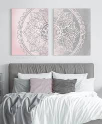 Abstract drawings by anna maria maiolino stand out against this master bedroom's pastel walls and curtains. Mandala Wall Art Set Of 2 Canvas Prints Pink Gray Girl Room Decor Canvas Bedroom 2 Panel Decor Boho Mandala Wall Art Mandala Wall Decor Wall Decor Bedroom