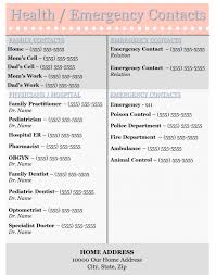 Health Emergency Contact List Template Emergency Contact List Emergency Contact Contact List