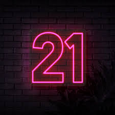 21 (number), the natural number following 20 and preceding 22. Number 21 Neon Sign Sketch Etch Neon