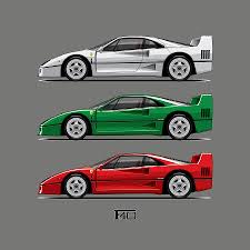 Ferrari halo car generations inspired poster print wall art handmade decor of the history and evolution of the ferrari supercar hypercar (288 gto, f40, f50, enzo, laferrari) 5.0 out of 5 stars 1 $23.99 $ 23. Ferrari F40 3 Color Digital Art By Srattha Nualsate