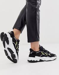 Adidas Black And Green Running Shoes Adidas Originals Ozweego Sneakers In Black And Green In 2020 Adidas Originals Fashion Sneakers Adidas Originals